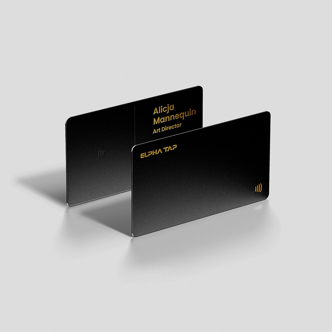 ElphaTap - Get Your Metal Digital Business Cards, Black inside Gold for Your Business